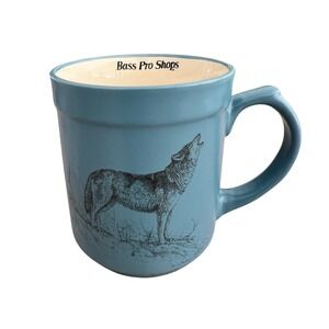Bass Pro Shops Wolf Howling Blue Ceramic Coffee Mug Cup 16 oz